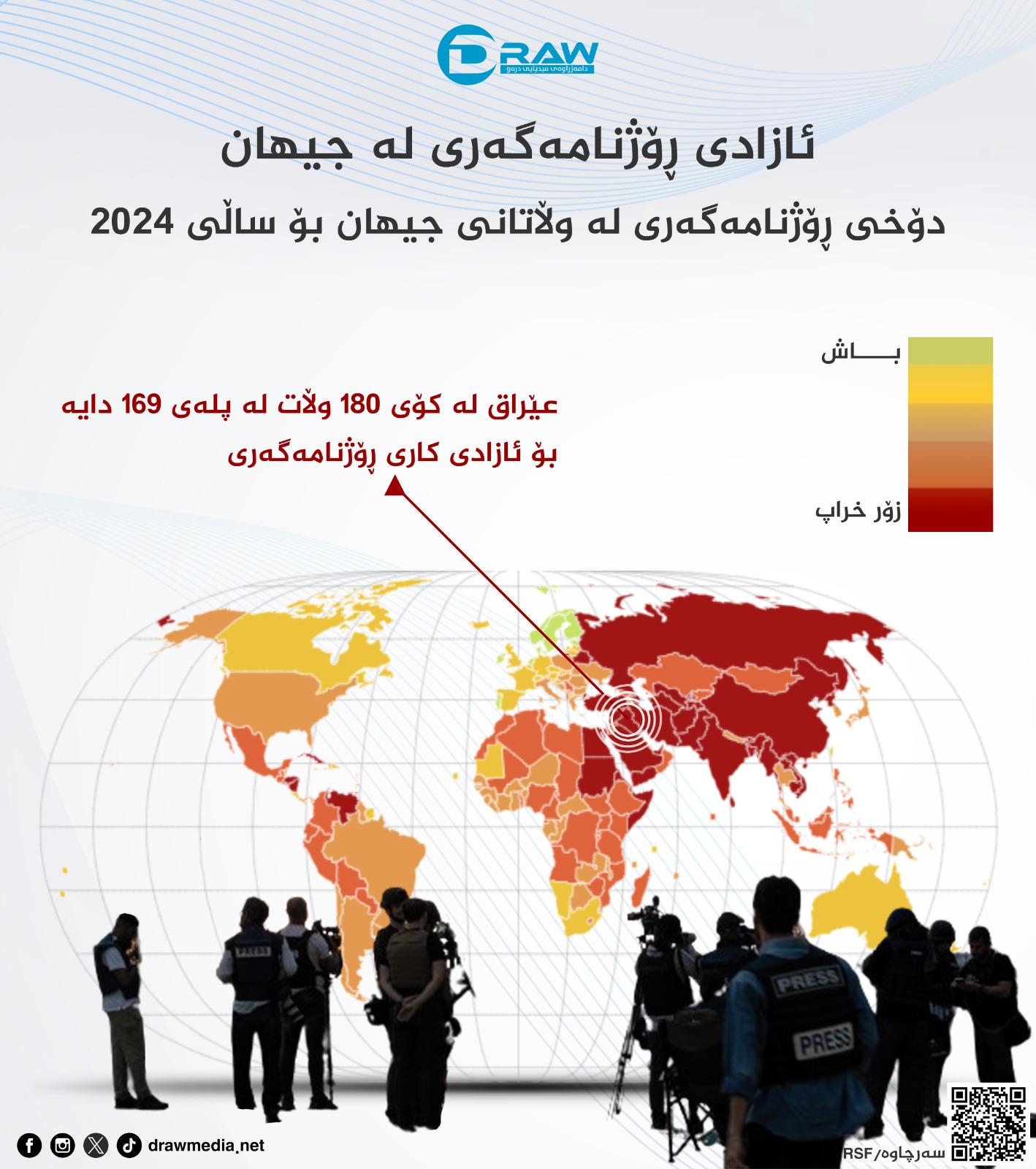 گرافیگ: ئازادی رۆژنامەگەری لە جیهاندا