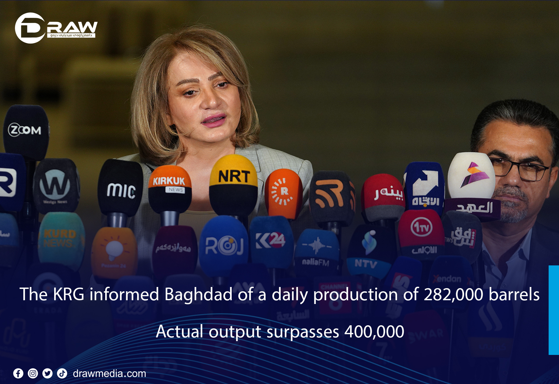 Draw Media- The KRG reported to Baghdad that its daily oil production is 282,000 barrels, while the true output exceeds 400,000 barrels.