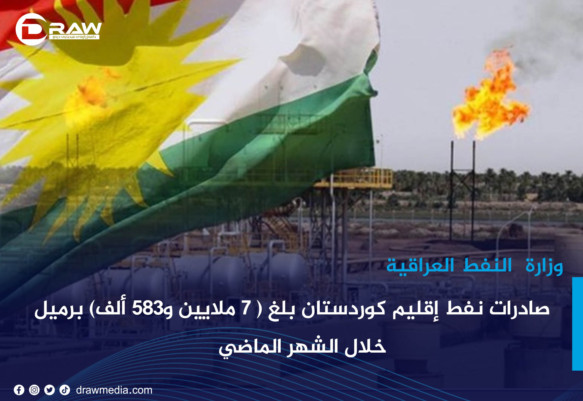 DrawMedia.net / صادرات نفط إقليم كوردستان بلغ (7 مليون و583 ألف) برميل  خلال الشهر الماضي