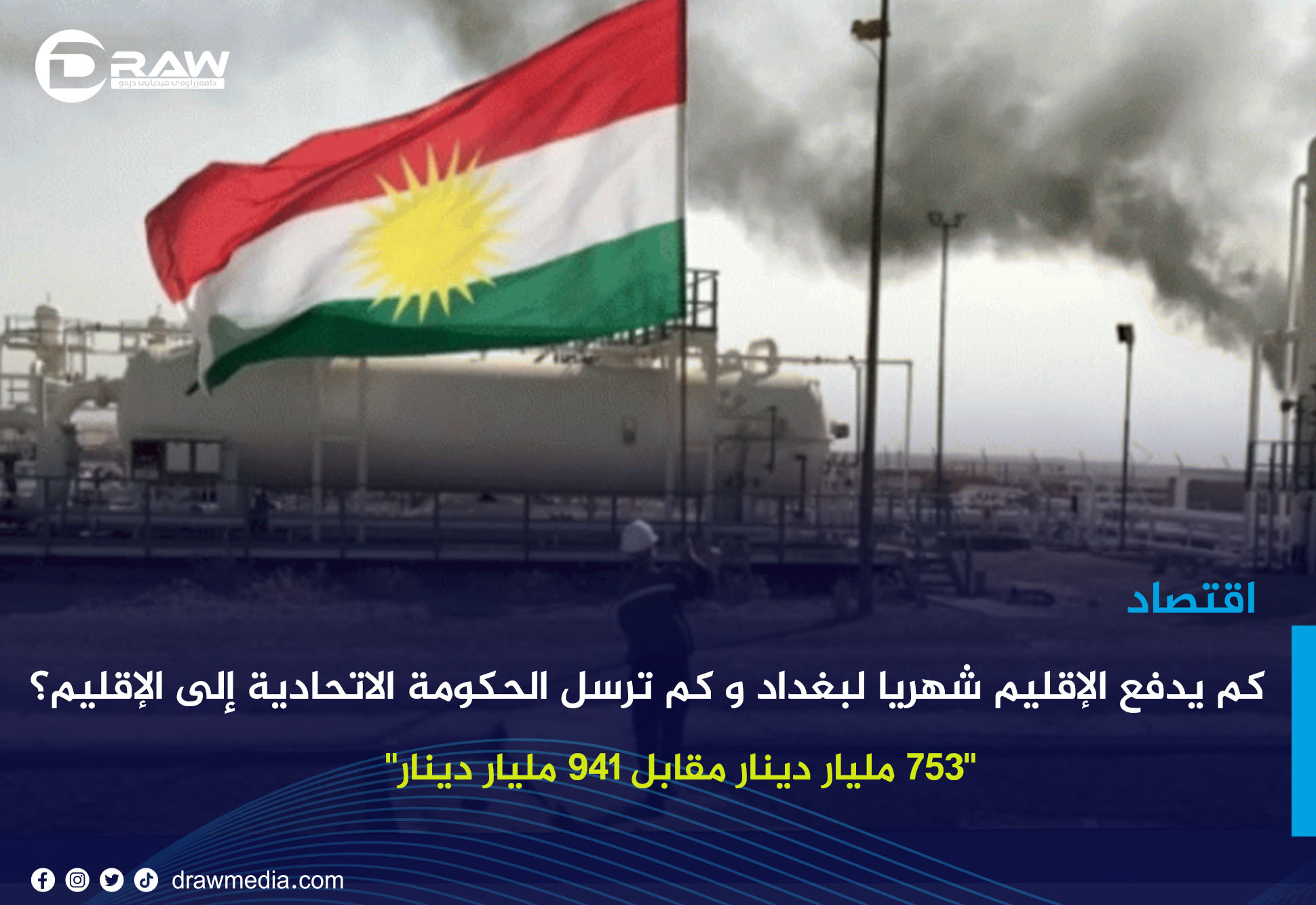 DrawMedia.net / كم يدفع الإقليم شهريا لبغداد و كم ترسل الحكومة الاتحادية إلى الإقليم؟
